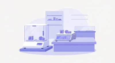 Ilustración comparativa de una balanza de precisión de laboratorio junto a una balanza comercial de mostrador en un local