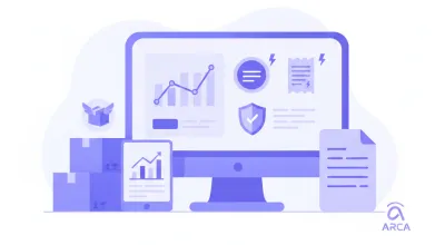 Ilustración vectorial de una tienda online argentina con iconos de facturación y logística
