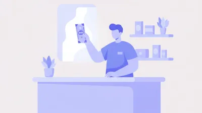 Ilustración de una persona revisando un billete de pesos argentinos a trasluz en el mostrador de un comercio