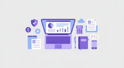 Persona revisando documentos y una calculadora sobre un escritorio de oficina moderno, representando el cálculo de deducciones del impuesto a las ganancias