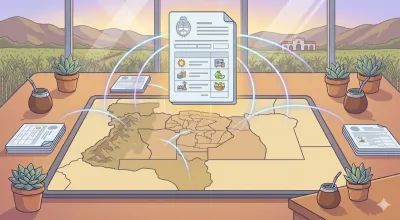 Mapa de la provincia de Tucumán con la Casa Histórica de Tucumán al fondo y el portal DGR en un dispositivo