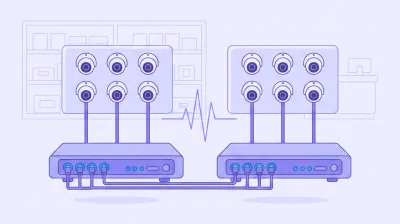 Ilustración comparando dos DVR Hikvision uno junto al otro, uno con cuatro cámaras conectadas por BNC y otro con ocho
