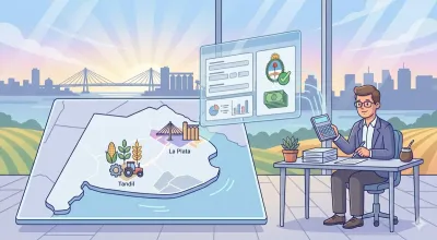 Mapa de la provincia de Santa Fe con el logo de la API y un comprobante de IIBB