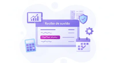 Ilustración de un recibo de sueldo argentino con el aguinaldo y el descuento de Ganancias resaltados junto a una calculadora