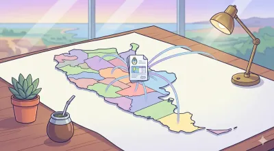 Mapa de Argentina con los logos de las direcciones de rentas provinciales sobre cada provincia