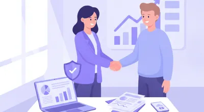 Empleador y empleado firmando un contrato de trabajo en una oficina moderna