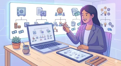 Diagrama de un plan de cuentas con activo, pasivo, patrimonio, ingresos y gastos
