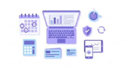 Persona revisando en una computadora un calendario de vencimientos fiscales y una calculadora sobre un escritorio de oficina