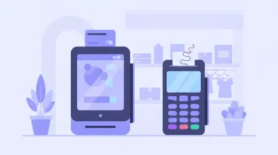Ilustración de una terminal Payway Smart y una terminal Payway Classic sobre el mostrador de un comercio