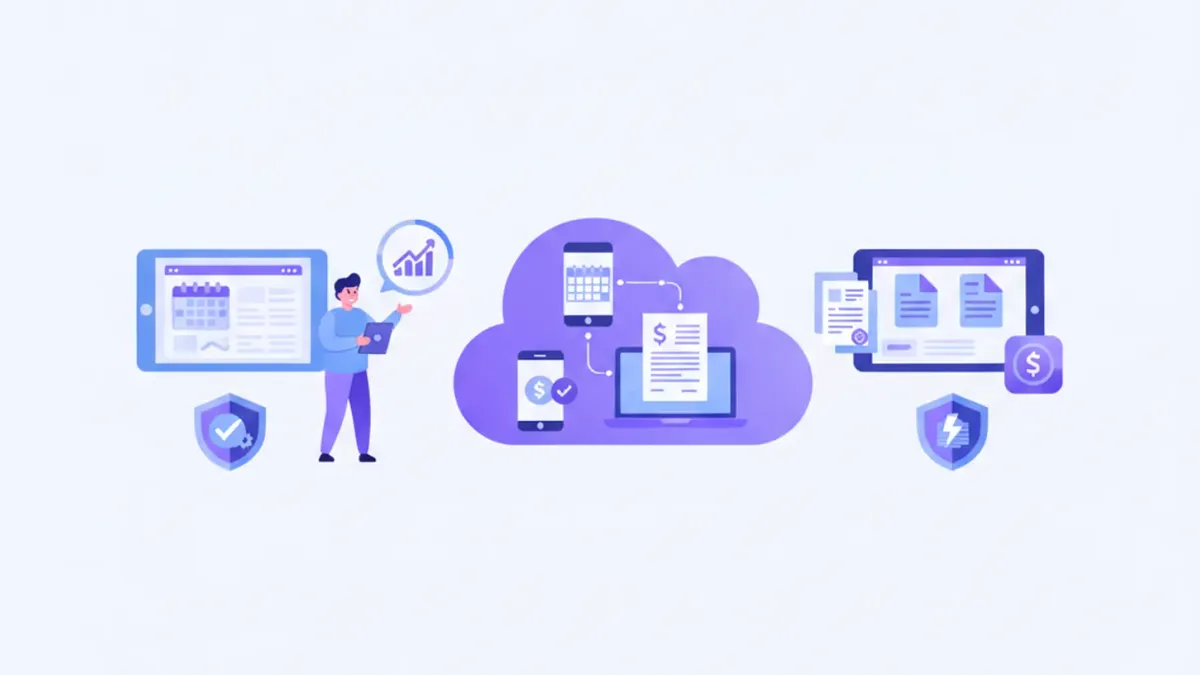 Persona comparando en pantallas una agenda de turnos online y un turnero digital en la nube