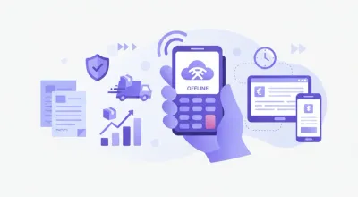 Vendedor usando un POS móvil para vender sin internet en la calle